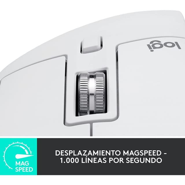 Detalle 1 de Logitech MX Master 3S Inalámbrico Ratón 8000 DPI Blanco 🖱
