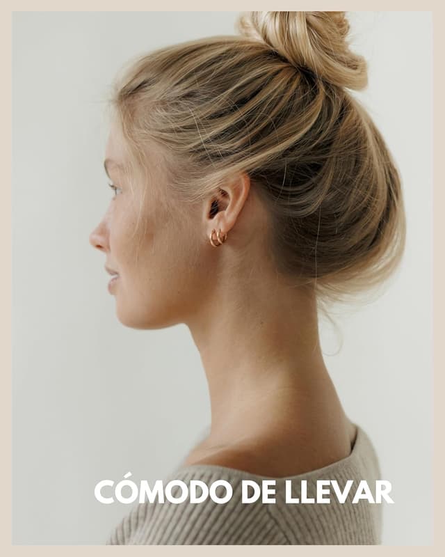 Detalle 2 de Aros de acero inoxidable oro rosado para mujer - 3 pares