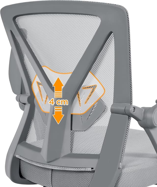 Detalle de Yaheetech sedia da ufficio ergonomica con braccioli reversibili e schienale in rete, supporto lombare regolabile, grigia