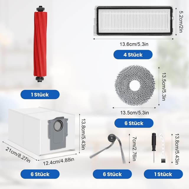 Detalle de 25-teiliges Zubehör-Set für Roborock QV 35A / QV 35S / Qrevo / QR 598 / QR 798 Saugroboter