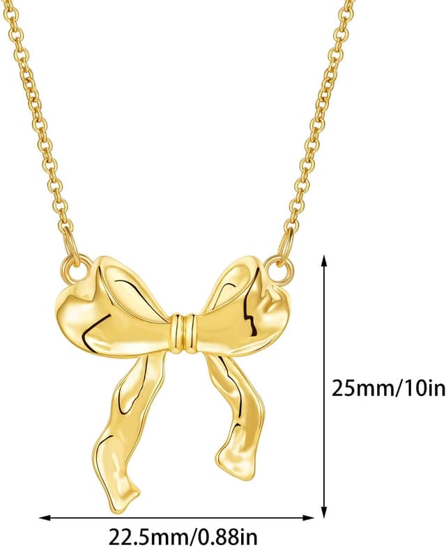 Detalle de Rajputana 14K Gold Plated Bow Necklace with Lobster Clasp (Ribbon Bow Choker)