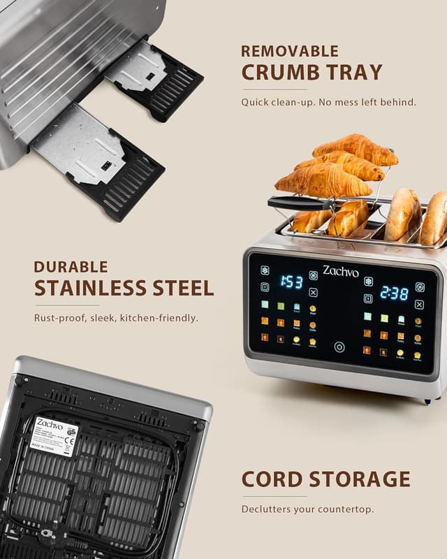 Thumbnail 6 de ZACHVO 4 Slice Toaster 1.45" slots