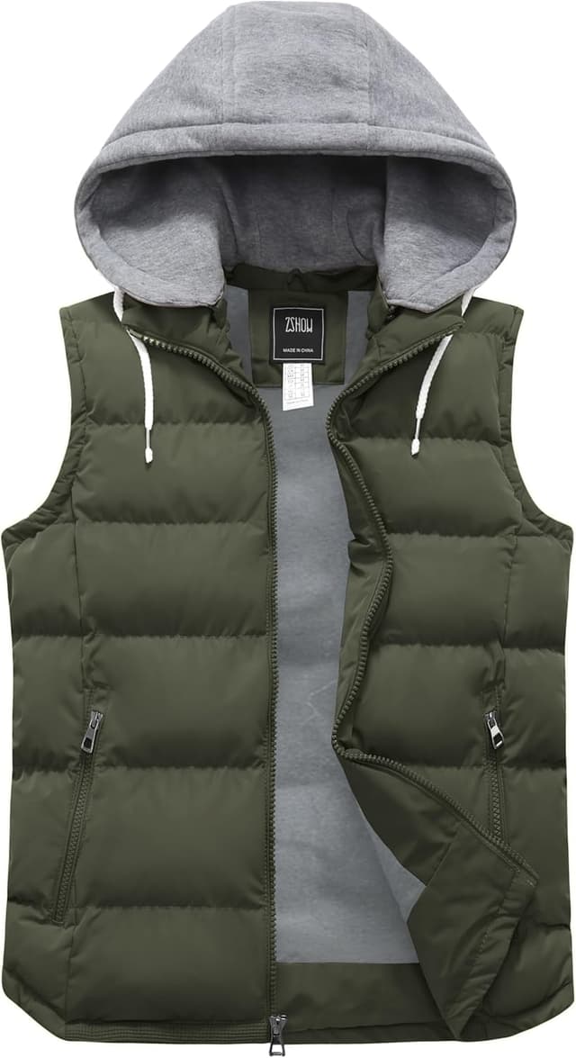 Detalle de ZSHOW Men's Lightweight Hooded Padded Vest
