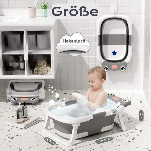 Thumbnail 2 de COOSEYA Baby Badewanne faltbar Grau