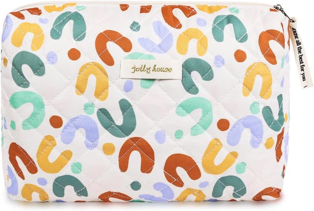 Detalle de Aucuu Borsa da toilette da viaggio floreale in cotone con coulisse e organizer interno