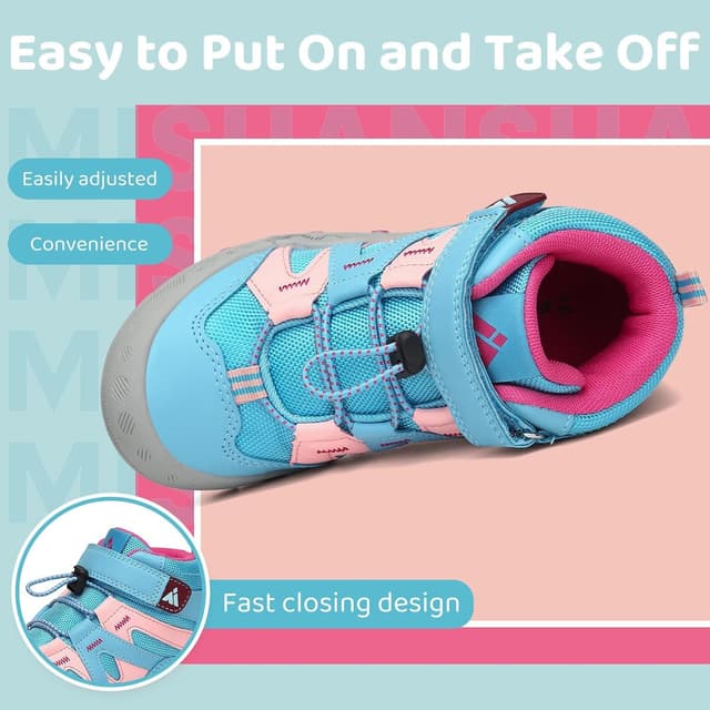Detalle 2 de Mishansha Kinder Wanderschuhe & Trekkingschuhe für Mädchen und Jungen – leicht, rutschfest, mit Klettverschluss (Gr. 24–38)