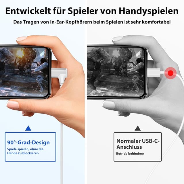 Detalle de ASKUBSKU USB-C In-Ear 90° 1,2 m Kabel