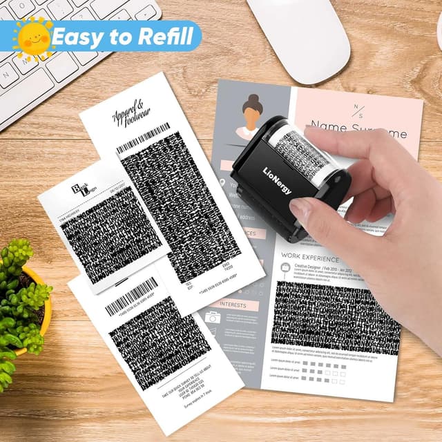 Detalle 2 de Identitätsschutz-Rollstempel LioNergy 1,5-Zoll-Roller Identitätsdiebstahl-Prävention Sicherheitsstempel mit 3 Nachfüllpackungen – Schwarz
Identitätsschutz-Rollstempel LioNergy 1,5-…