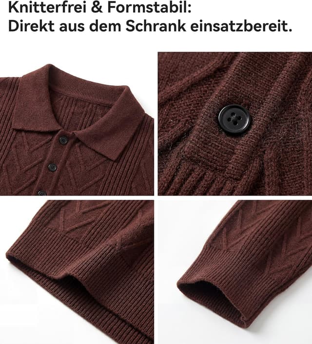 Detalle de GLESTORE Herren-Langarm-Poloshirt Casual mit Giraffen-Stickerei