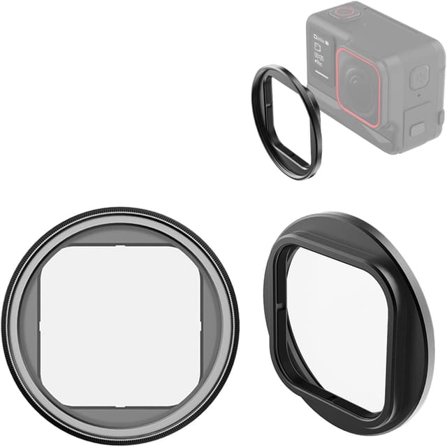 Detalle de PULUZ Metalllinsenschutzrahmen für Insta360 Ace Pro mit Filterhalter für 49-mm ND/CPL-Filter