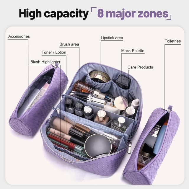 Detalle 2 de BOYATU L01 Purple travel makeup bag 3-piece set