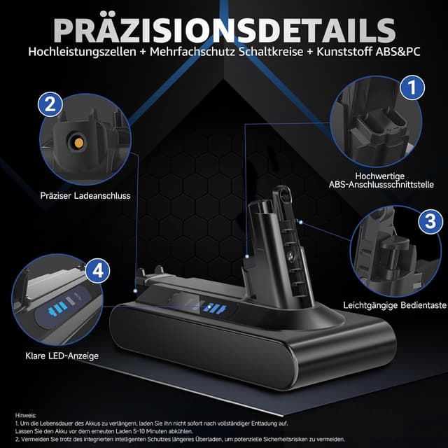 Detalle 1 de EGR Upgraded V10 Akku für Dyson V10