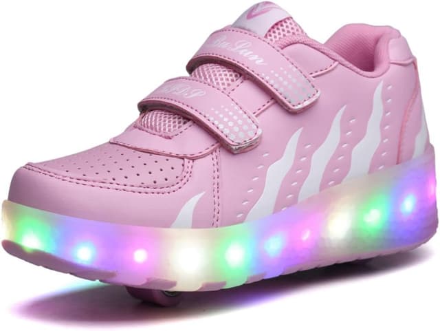 Detalle de HUSKSWARE Kids Roller Shoes with Wheels (LED light-up, USB rechargeable) – Retractable skate trainers for ages EU 27–40
