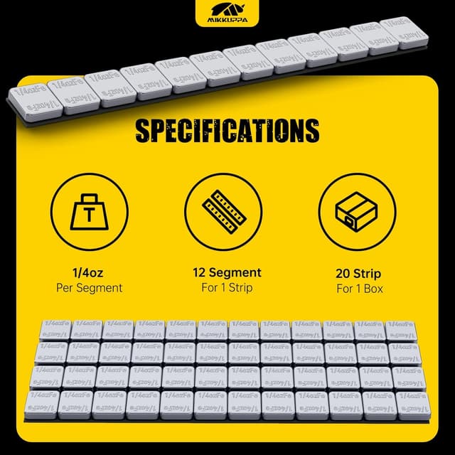 Detalle de MIKKUPPA Low Profile Stick-On Wheel Weights (1/4oz & 0.25oz, 240 pcs)