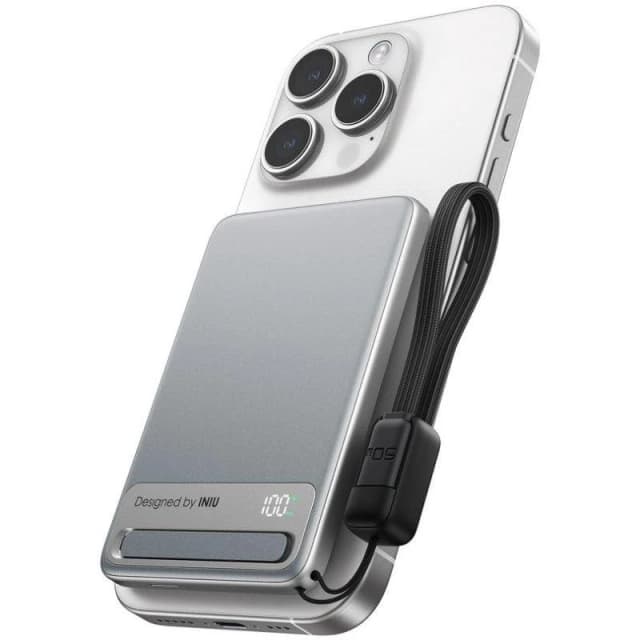 Detalle 2 de INIU MagPro Qi2 5000mAh batería externa ultradelgada 20W