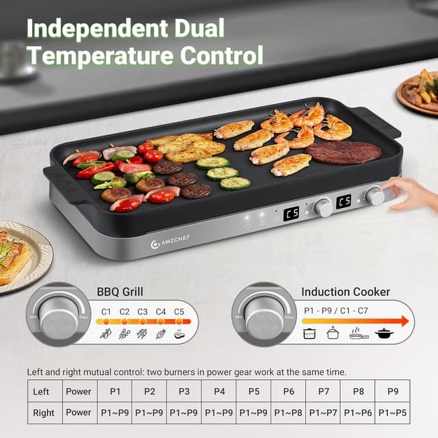 Thumbnail 5 de AMZCHEF Double Induction Cooktop 1800W