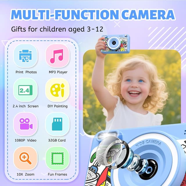 Detalle de Kids Instant Print Camera 1080P 5 rolls