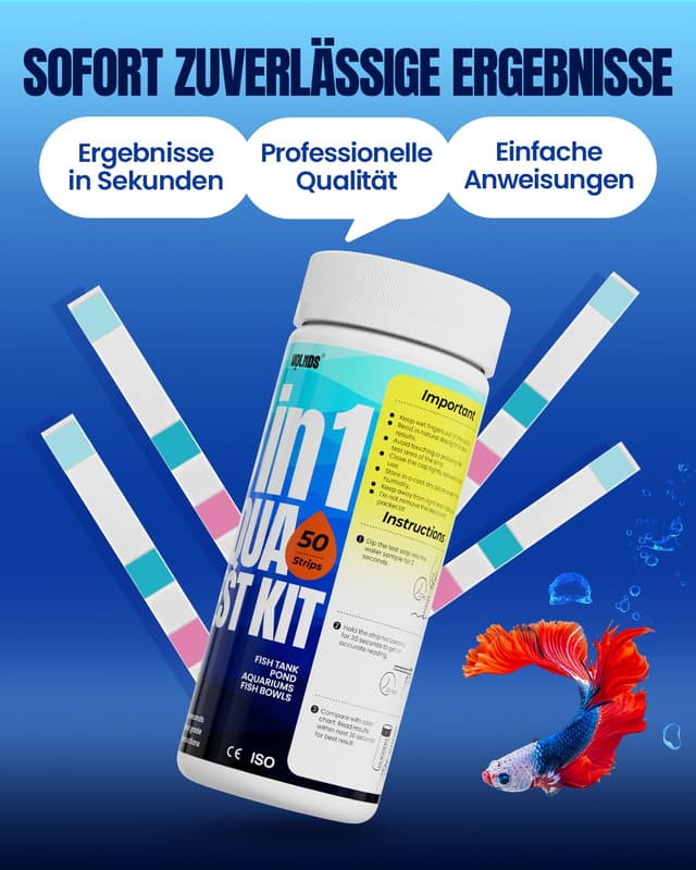 Detalle 2 de Wolmds Aquarium Teststreifen 50er 8‑in‑1 📋