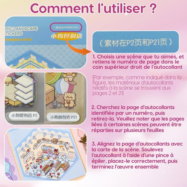 Thumbnail 2 de Libro 20 sets pegatinas 3D escenas, 30 pegatinas