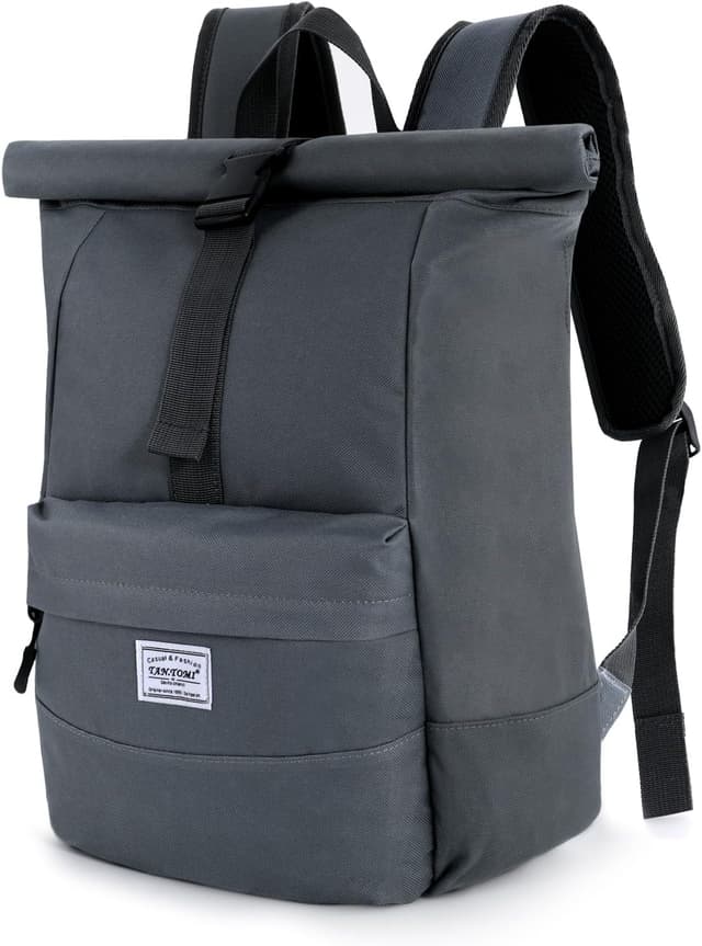 Detalle de CALIYO Rolltop Rucksack Damen groß – Laptopfach, wasserdichter Rolltop und Stauraum für Schule, Studium & Reisen