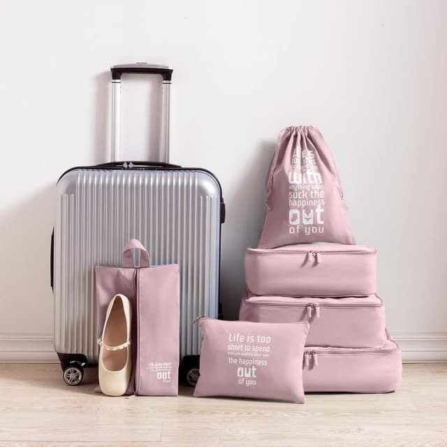 Detalle de MURISE Packing Cubes (8 ou 6 pièces) – Organisateur de valise en tissu imperméable