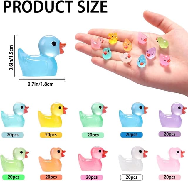 Detalle 2 de DULEFUN Luminous Mini Resin Duck 200pcs for Decor 🐥