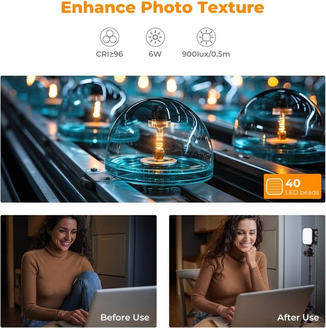 Detalle de K&F CONCEPT Magnetic Camera Light 2000mAh