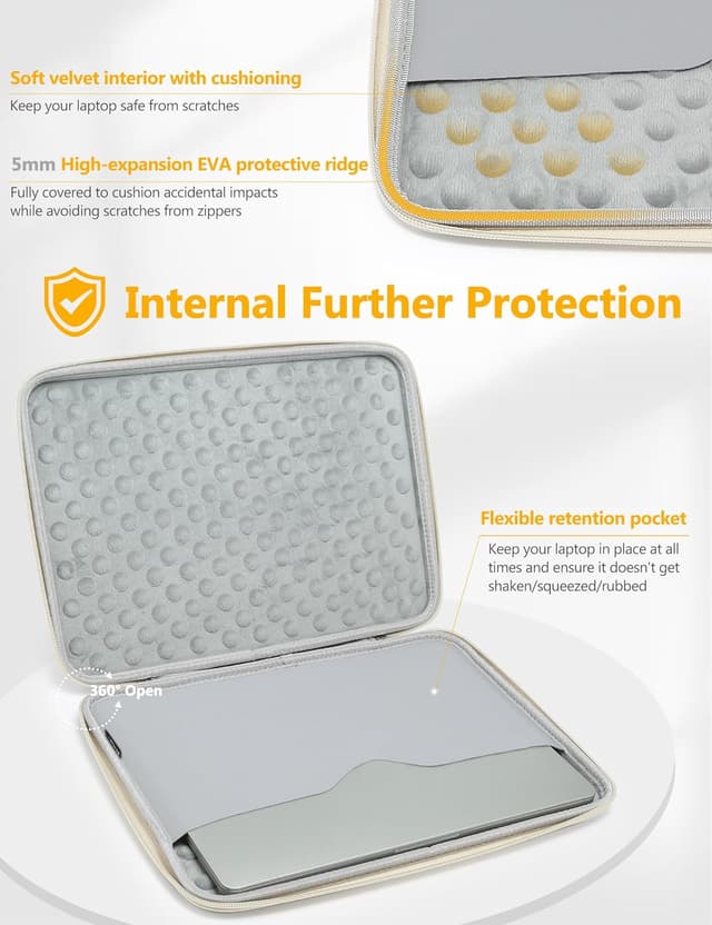 Detalle 2 de HYZUO Hartschalen-Laptophülle 13,3–14 Zoll für MacBook Pro/Air & weitere 13"-Geräte, Beige