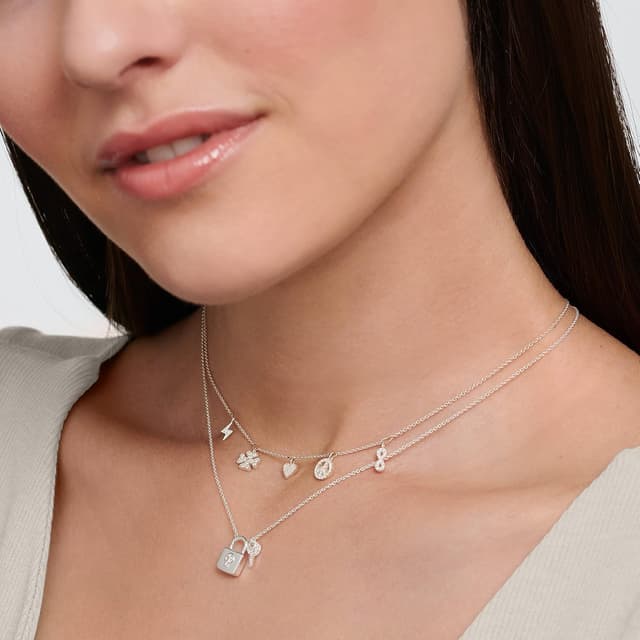 Detalle 2 de THOMAS SABO Damen Kette Schloss mit Schlüssel aus 925 Sterlingsilber (KE2122-051-14-L45V)