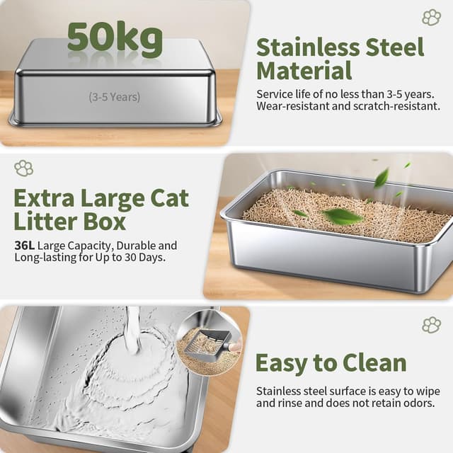 Thumbnail 3 de Gimars Lettiera acciaio 60x40x41 cm 🐾