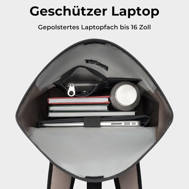 Detalle 2 de Johnny Urban Conor wasserdichter Rolltop-Rucksack für Damen & Herren mit Laptopfach