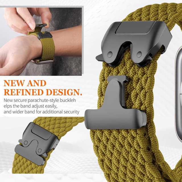 Detalle de YuiYuKa geflochtenes Nylon-Armband für Apple Watch Ultra/2 und Serie 10–1 (49/46/45/44/42/41/40/38 mm)