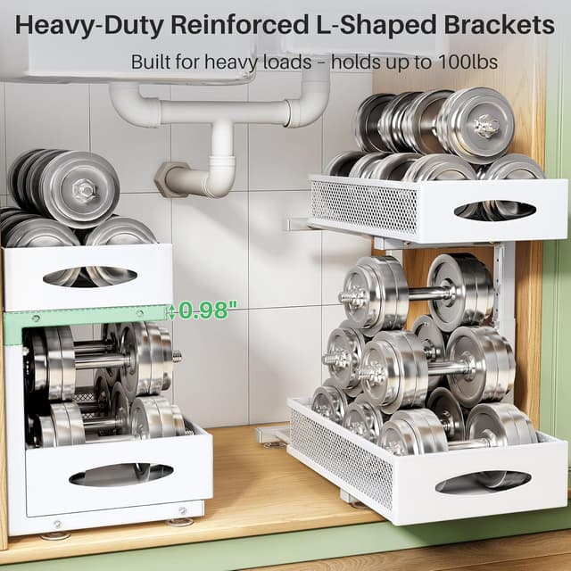 Thumbnail 4 de Under Sink Organizer 2-Tier Pull-Out Shelves