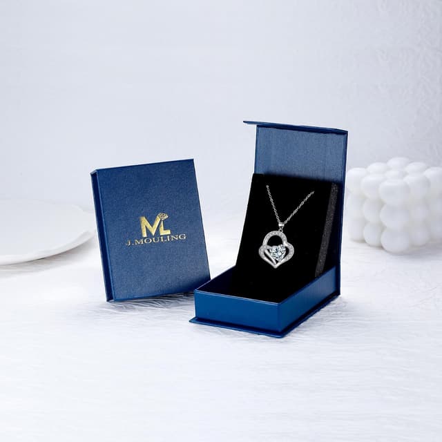 Thumbnail 6 de J.MOULING Damen Halskette aus 925 Sterling Silber mit Doppelherz-Anhänger & 3A Zirkonia