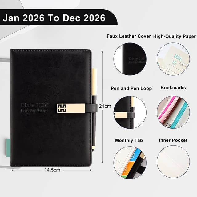 Detalle 2 de Agenda académica A5 página al día 2026