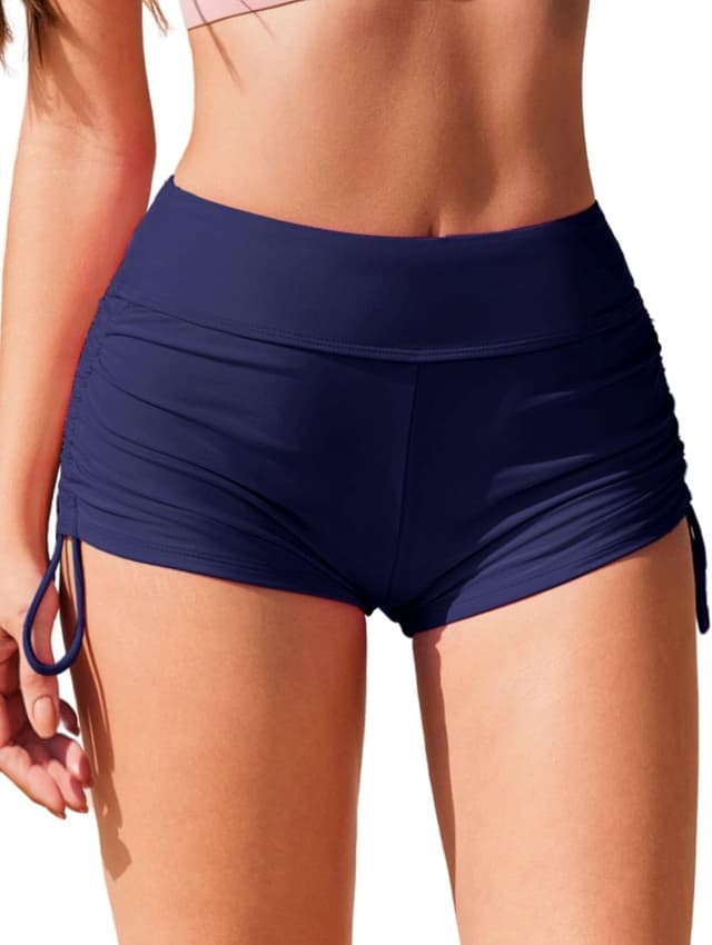 Detalle de Ekouaer Damen Badeshorts – kurze Boardshorts mit Schnell-Trocknung und Bauchkontrolle, S-XXL