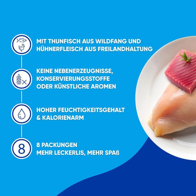Detalle de INABA Churu Fun Bites Katzenleckerlies mit 35% Huhn & Thunfisch, ohne Getreide & ohne Zucker – 96 g