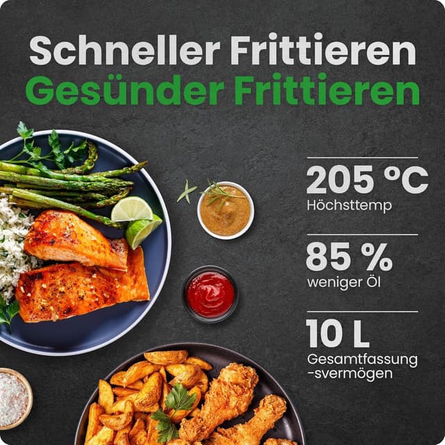 Detalle de Chefman multifunktionale digitale Heißluftfritteuse + Rotisserie (10 l, 17 Touch-Voreinstellungen) – XL Familiengröße