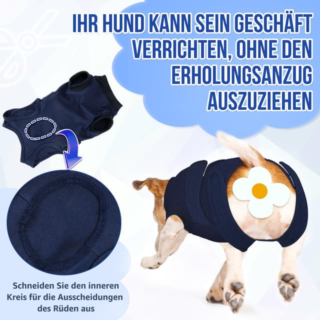 Detalle 2 de Eyein Hundebody nach OP – Wundschutzanzug mit Reißverschluss & Klett, atmungsaktiv, Dunkelblau (4XL)