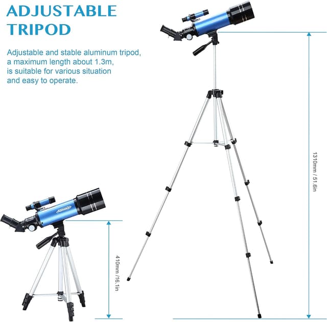 Detalle de AOMEKIE telescopio astronomico 70 mm con lunghezza focale 400 mm, oculari K6/K25 e supporto telefono
