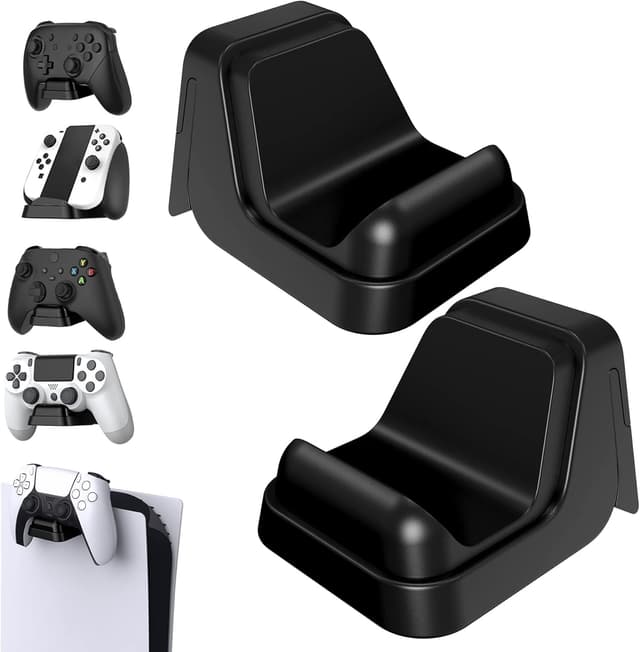 Detalle de Playvital 2 Pack Universal Game Controller Wall Mount (PS5 console hanger, Xbox & Switch stands) – Black