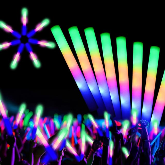 Detalle de SVYIQ 12-Pack Foam Glow Sticks (3 Flash Modes) for Weddings, Parties, Halloween & Concerts
