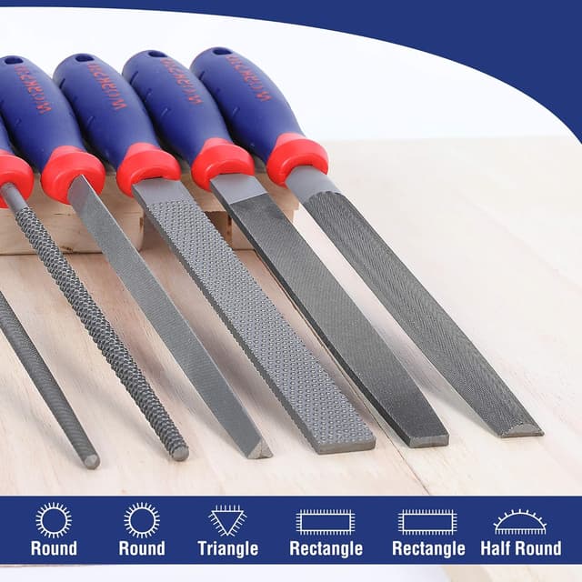 Detalle de WORKPRO 200 mm Wood Rasp & Metal File Set (6-Piece) with Soft-Grip Handles
