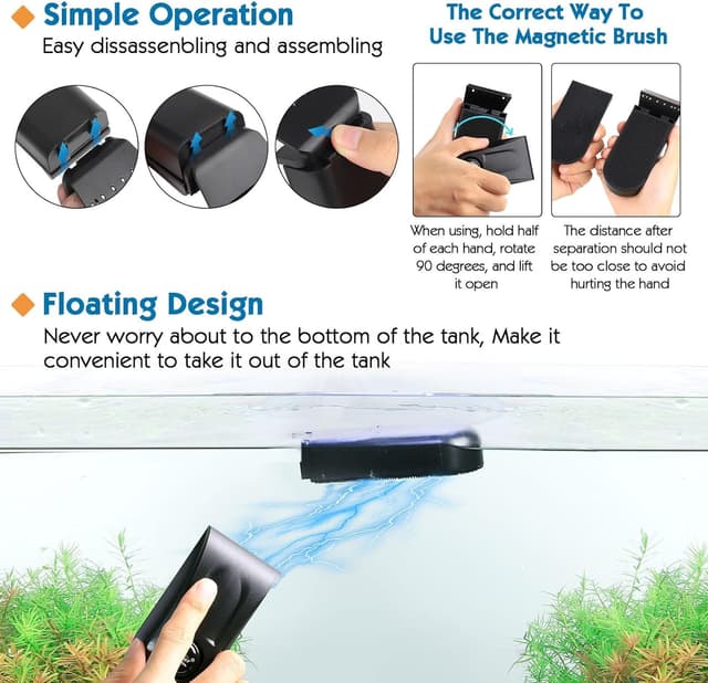 Detalle 2 de Hygger Strong Magnetic Fish Tank Brush