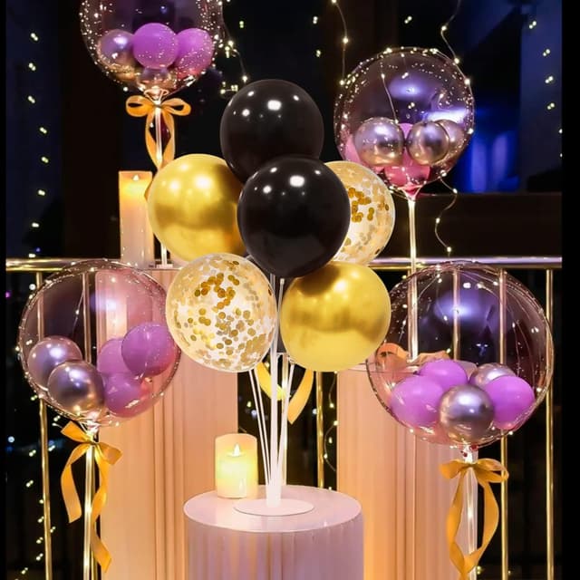 Thumbnail 3 de ZJDHPTY Black Gold Balloon Stand Set