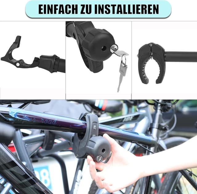 Detalle de Warmfay Schwarz Rahmenhalter Lang 32 cm – abschließbarer Ersatzhalter für Heckträger (U-Bügelrohr Ø 2,5–3,0 cm)