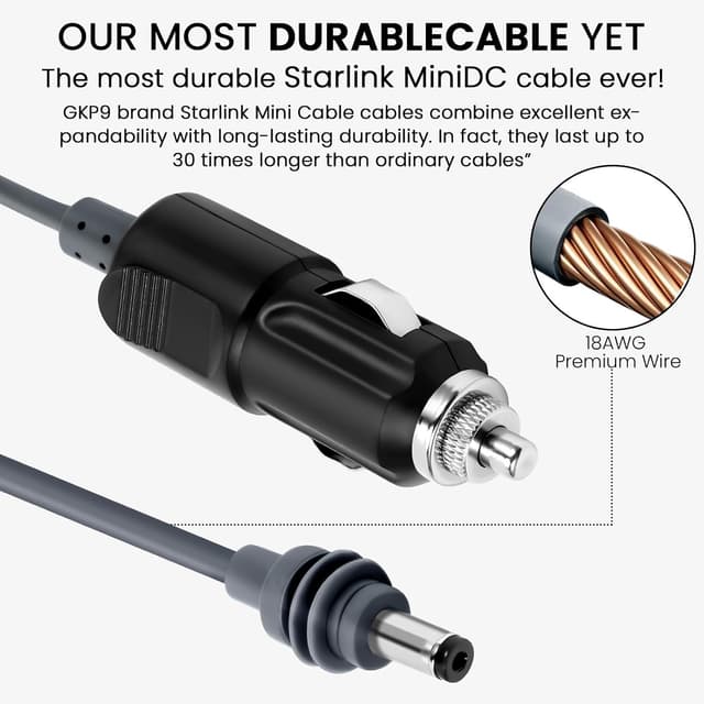 Detalle 2 de GKP9 Starlink Mini Car Charger 10FT