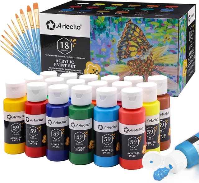 Detalle de Artecho Acrylic Paints Set 18 colours 59 ml each ๐จ