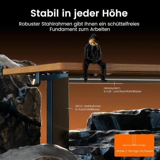 Detalle de ErGear elektrisch höhenverstellbarer Schreibtisch 120 x 60 cm (72–118 cm) mit 4 Speicherplätzen