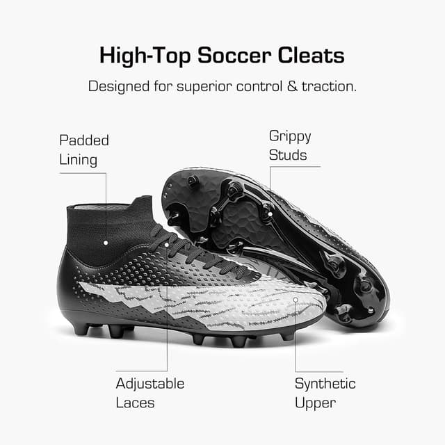 Detalle de DREAM PAIRS Men’s High-Top Firm Ground Soccer Cleats (FG/AG) for Training & Outdoor Play